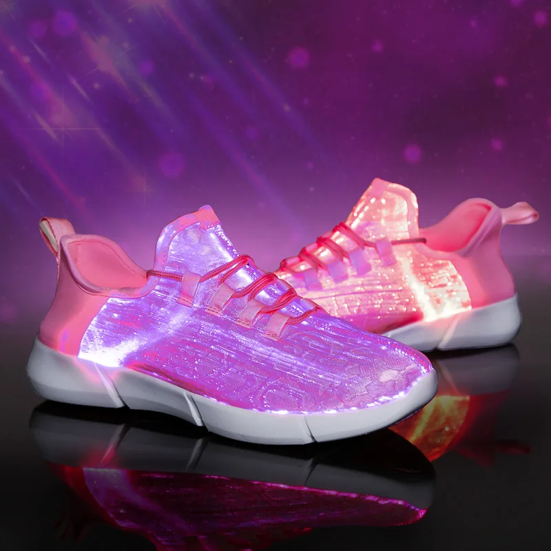 2023 New Summer Led Fiber Optic Women's Shoes Men's and Women's USB Charging Luminous Sneakers Men's Bright Shoes Size 26-46