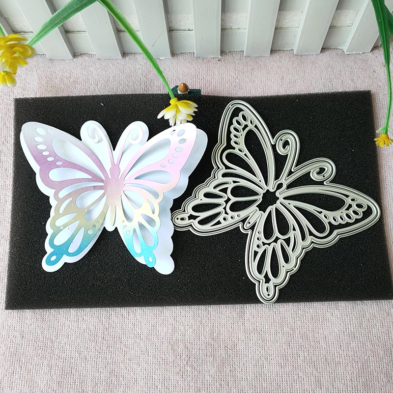 

Новая металлическая форма с двумя бабочками для высечки, рельефное украшение для фотоальбома, изготовление открыток «сделай сам», большая ...
