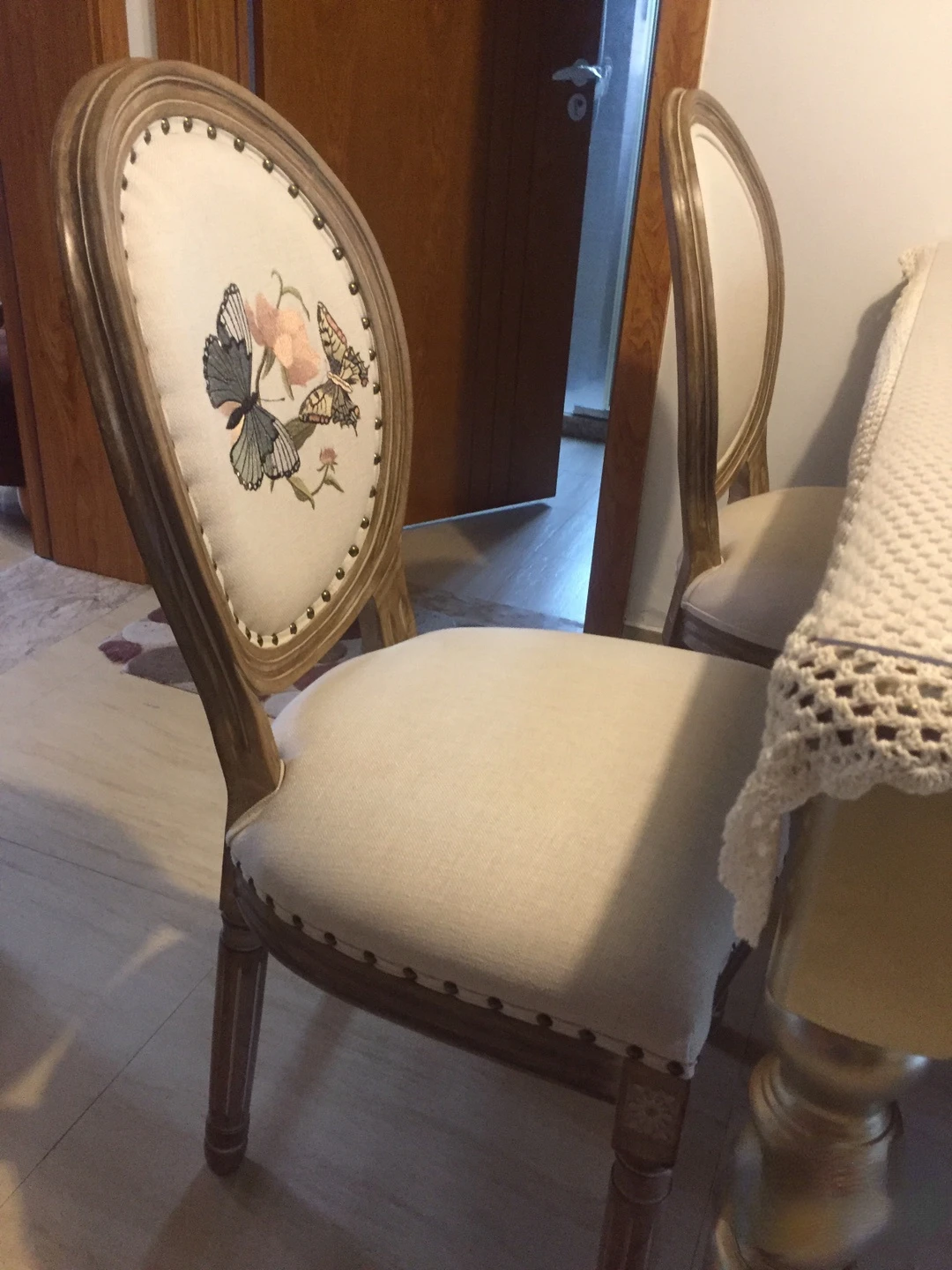 

French American Solid Wood Dining Chair Leather Retro Home Hotel Cafe Restaurant Nail Art Oak Nordic Furniture Customized