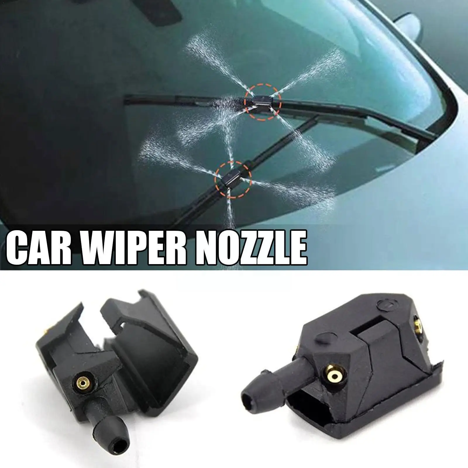 

2pcs Universal Car Windscreen Universal Washer Wiper Nozzle Mounted Nozzles New Jet Water Spray Z7g0