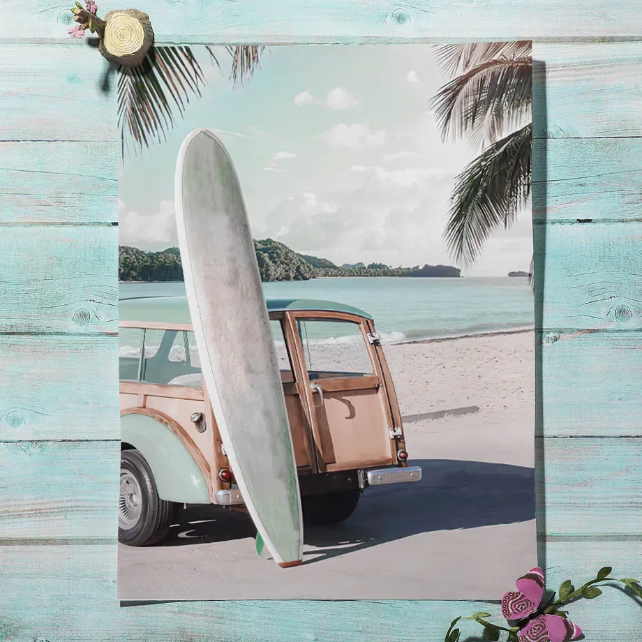 Пляжная доска для серфинга с леопардовым принтом настенная Картина на холсте