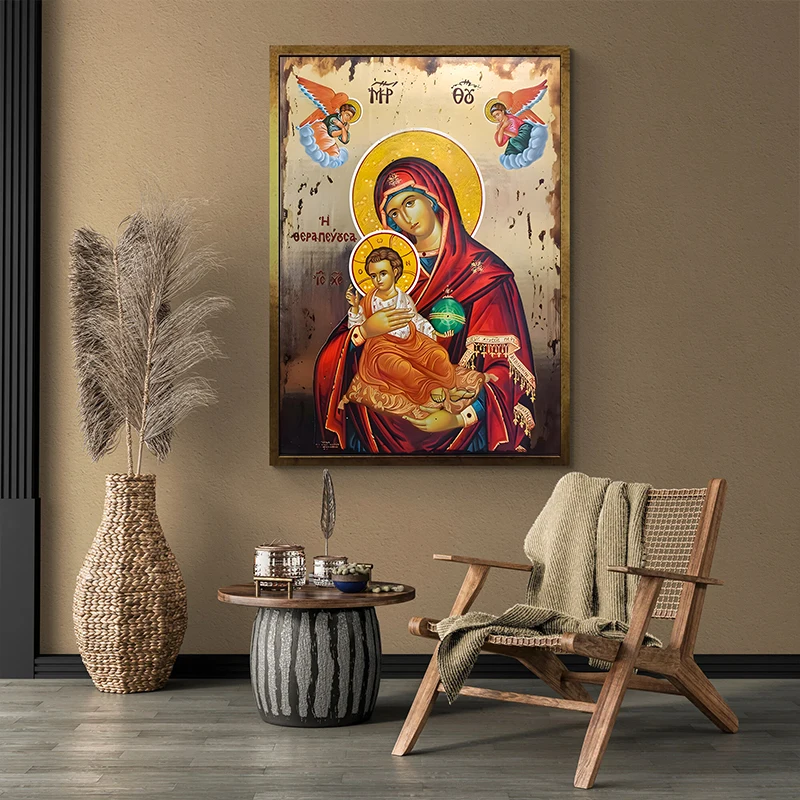 Дева Мария и Иисус икона панагии мать Бога Православное византийное религиозное
