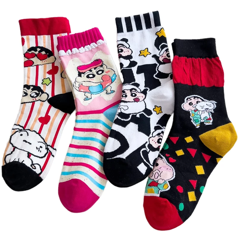 Crayon Shin-chan Мультяшные женские носки дышащая хлопковая ткань удобные повседневные
