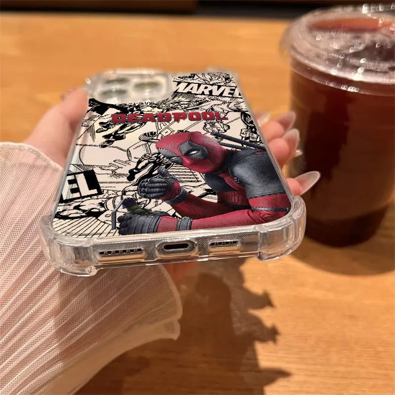 Фото Противоударный прозрачный чехол Deadpool Marvel для iPhone 17, 16, 15, 14, 13, 12, 11 Pro Max, 16e, 17e, Air, 13, 15 Plus, XS, XR, 7, 8 №4