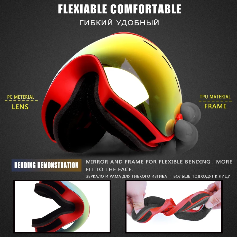 PHMAX Winter Ski Goggles Anti-UV Protection Men Snowboard Outdoor Sports Skating Skiing Women Snow Glasses With Mask | Спорт и