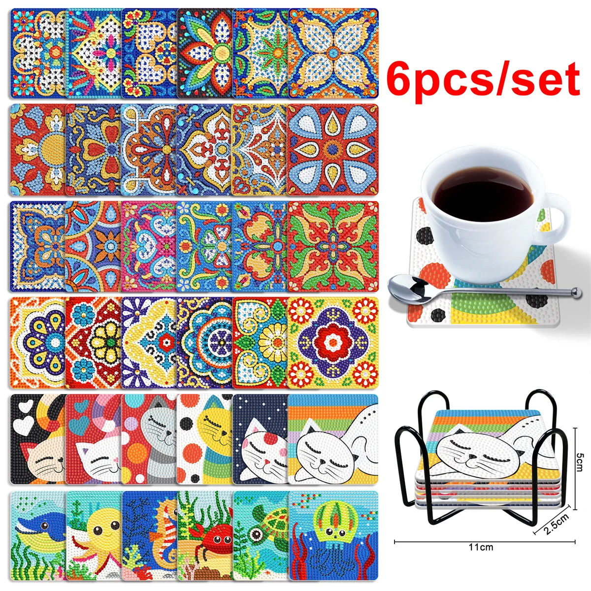 

Искусственная картина из страз, подставка, мандала, животные, алмазная вышивка, ручная мозаика, подарок на кухонный стол