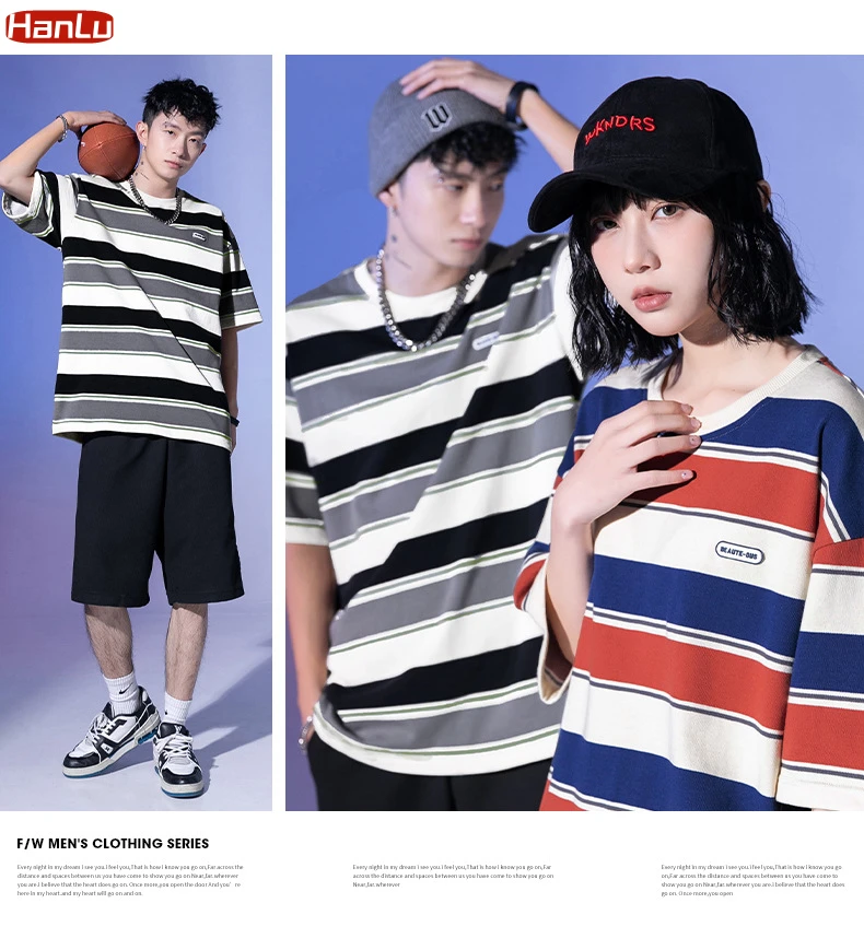 

High quality Striped T-shirts Cotton 2024 Summer Y2k Oversized Harajuku Japanese StyleGraphic T Shirts Korean Fashions Tees