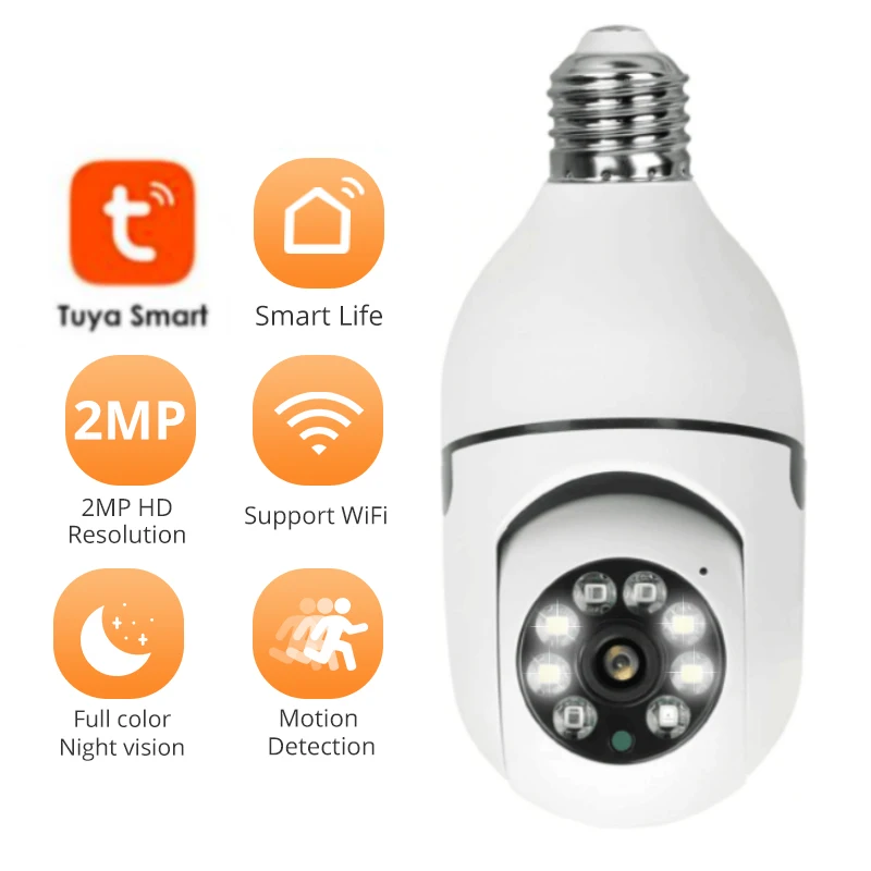 

Tuya PTZ Wifi IP Camera 1080P Video Surveillance Baby Monitor Night Vision Two Way Audio E27 Bulb Panoramic Surveillance Cameras
