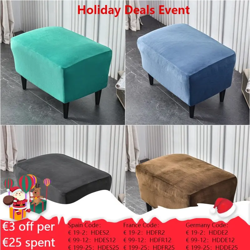 

Velvet Ottoman Cover Elastic Rectangle Stool Covers All-inclusive Footstool Furniture Protector Cover Sofa Footrest Slipcovers