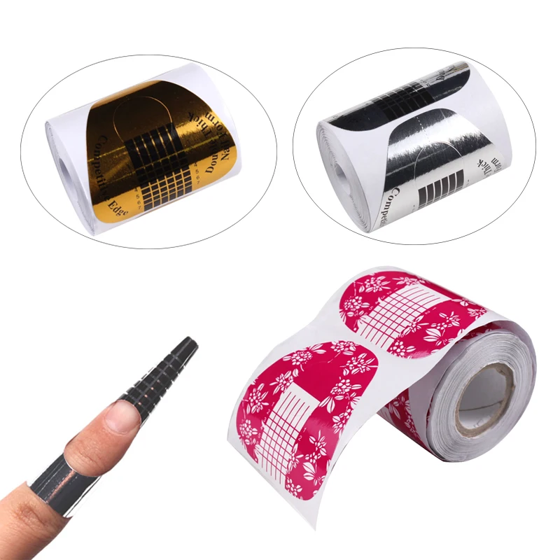 

100/50/20Pcs Horseshoe Nail Form Nail Extension Forms Stickers For Gel Acrylic Tips Extension Professional Nails Builder Mold