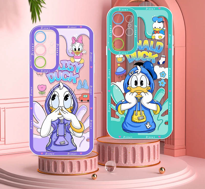 Парный прозрачный чехол с Дональдом Даком Дейзи для Samsung Galaxy S23 S22 S21 S20 Pro FE Ultra A52 A53