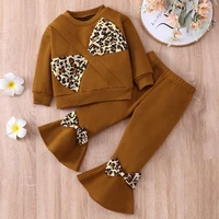 toddler girl outfits spring fall girls clothing sets leopard print bow long sleeve topsboot cut pant fashion kids clothes 1 6y