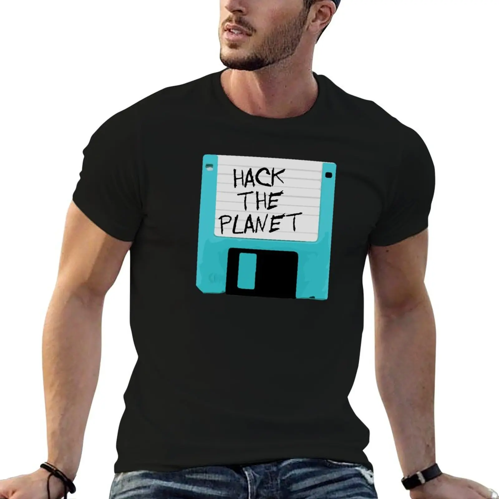 Фото Футболка Hack The Planet, комплект мужских хлопковых футболок, хлопковая футболка для мужчин, 100% хлопок. №1