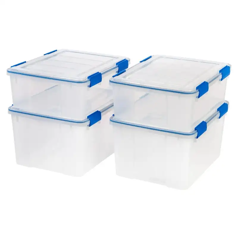 

USA 44 Quart and 26.5 Quart WeatherPro Storage Box Combo with Durable Lid and Seal and Secure Latching Buckles