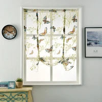 romantic curtain butterflies printed tulle curtain short curtain for kitchen bathroom bedroom home decor semi shading drapery