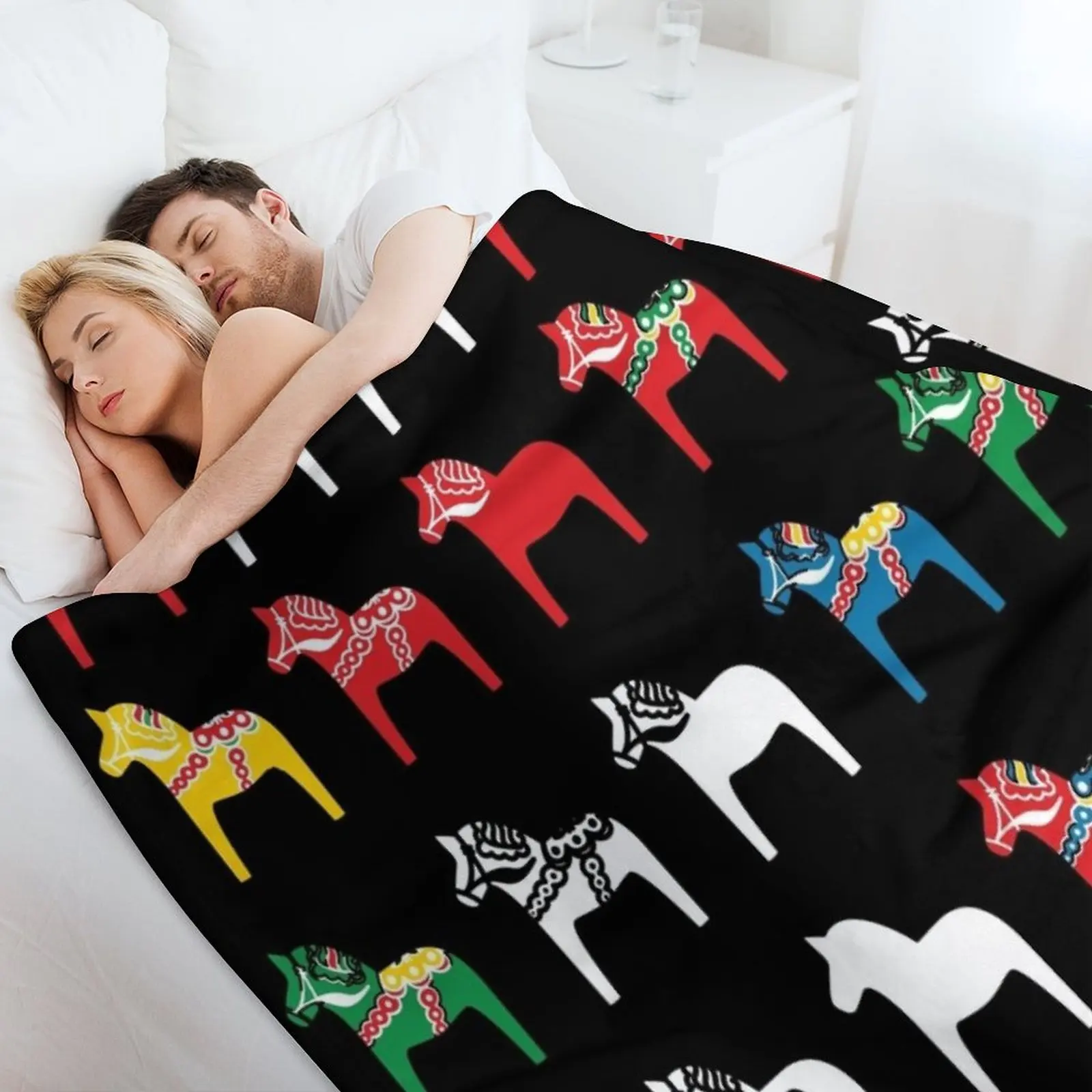 Dala Horses Dalarna Швеция Horse Dalecarlian Шведское красочное одеяло Роскошные волосяные