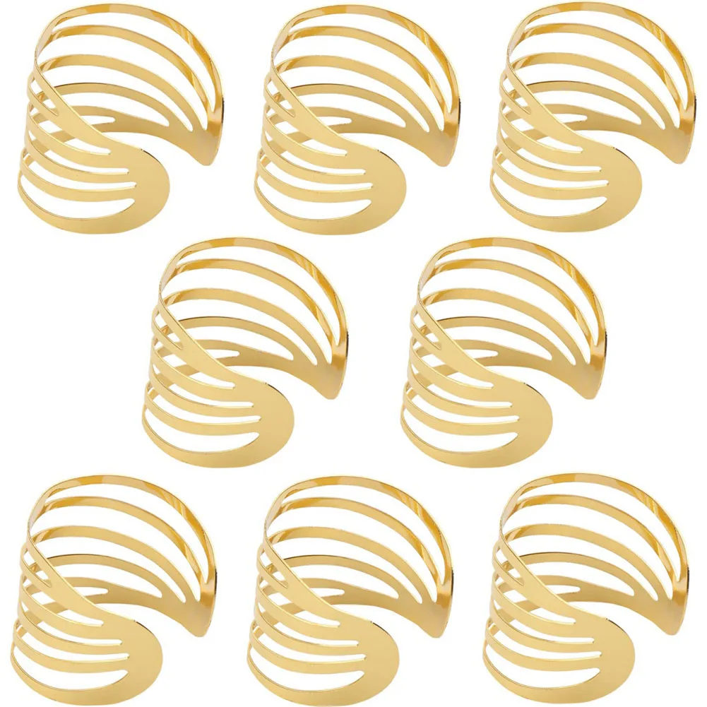 

Набор из 8 золотых колец для салфеток с сумкой для хранения