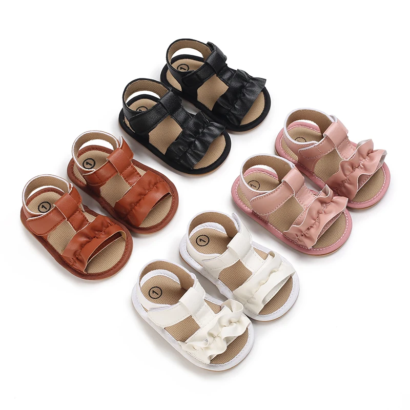 

2022 Brand New Cute Newborn Infant Baby Girls Bowknot Princess Shoes Toddler Summer Sandals PU Non-slip Rubber ShoesSize 0-18M