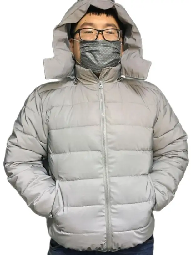 Parklees Men Night Reflective Hooded Jacket Coat 2022 Winter Cotton Padded Zipper Coat Casual Warm Windbreaker Fluorescent Coats