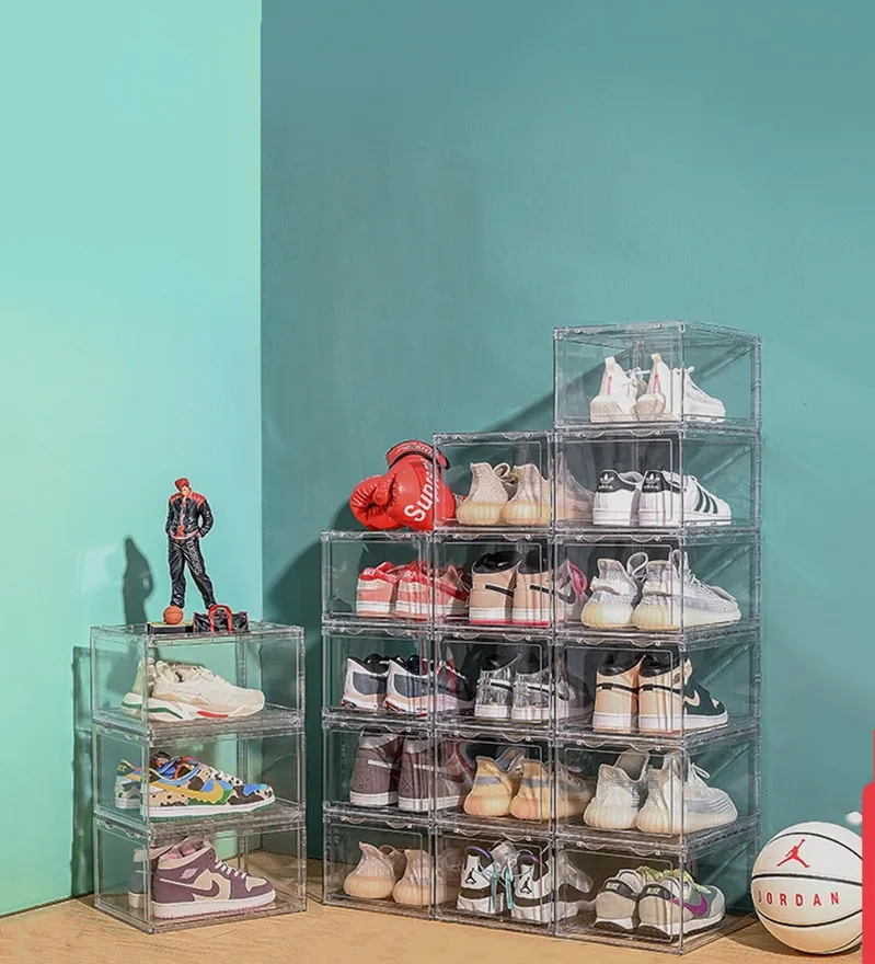 Прозрачная коробка для хранения обуви стеллаж кроссовок утолщенный