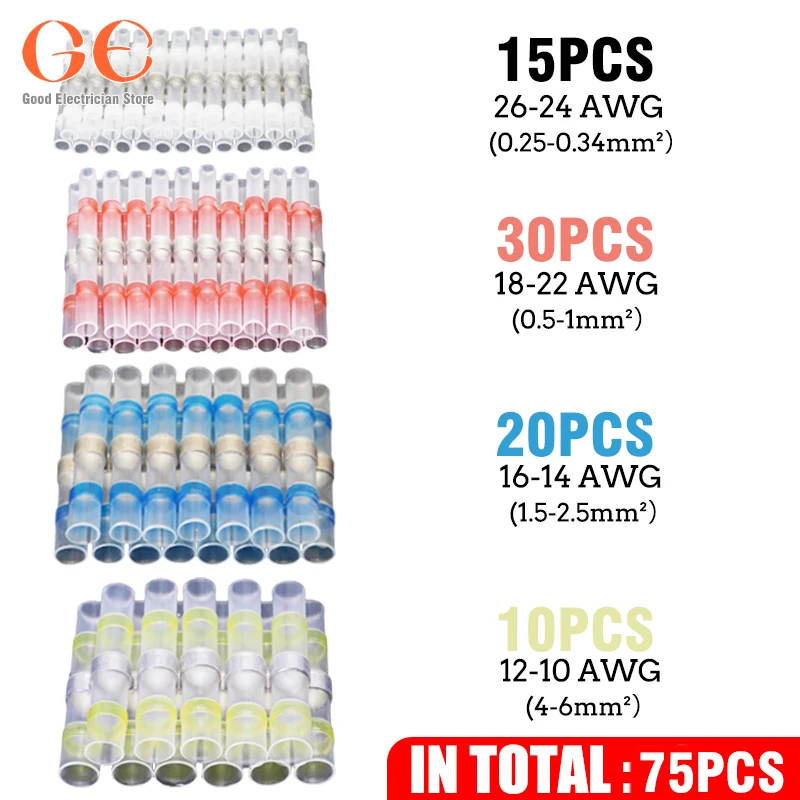 

Solder Seal Wire Connectors Waterproof Heat Shrink Butt Connectors Electrical Wire Terminals Insulated Butt Splices accessories