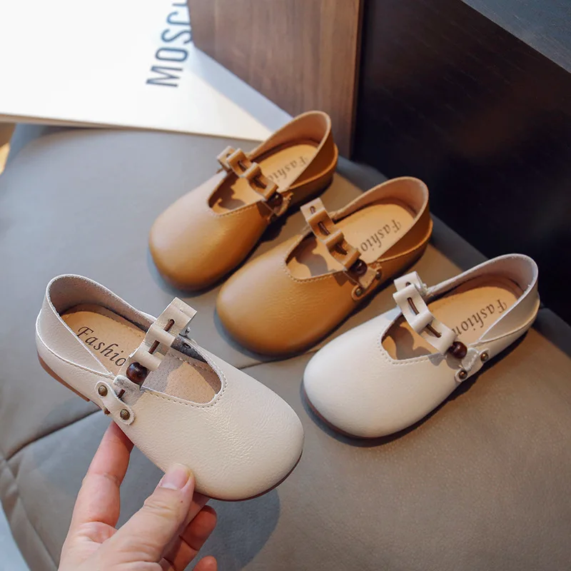 

Girls Leather Shoes Fashion Solid Color Children Lightweight Soft-soled Flats Shoes Spring Autumn Kids Princess Breathable Shoes
