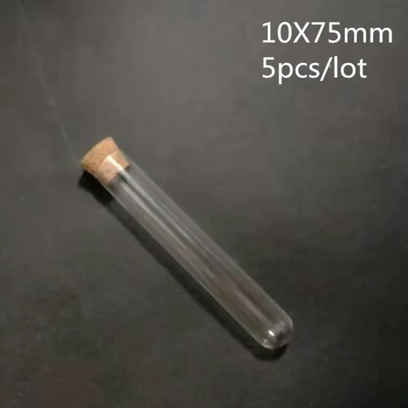 

10pcs/pack 10*75mm Glass Round Bottom Test Tubes with Cork
