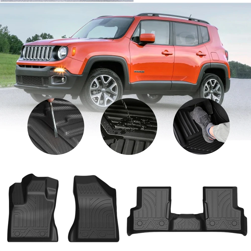 Автомобильные коврики из ТПЭ для Jeep Renegade 2015, 2016, 2017-2020, водонепроницаемые защитные резиновые автомобильные коврики, подкладка, автомобильные аксессуары для интерьера