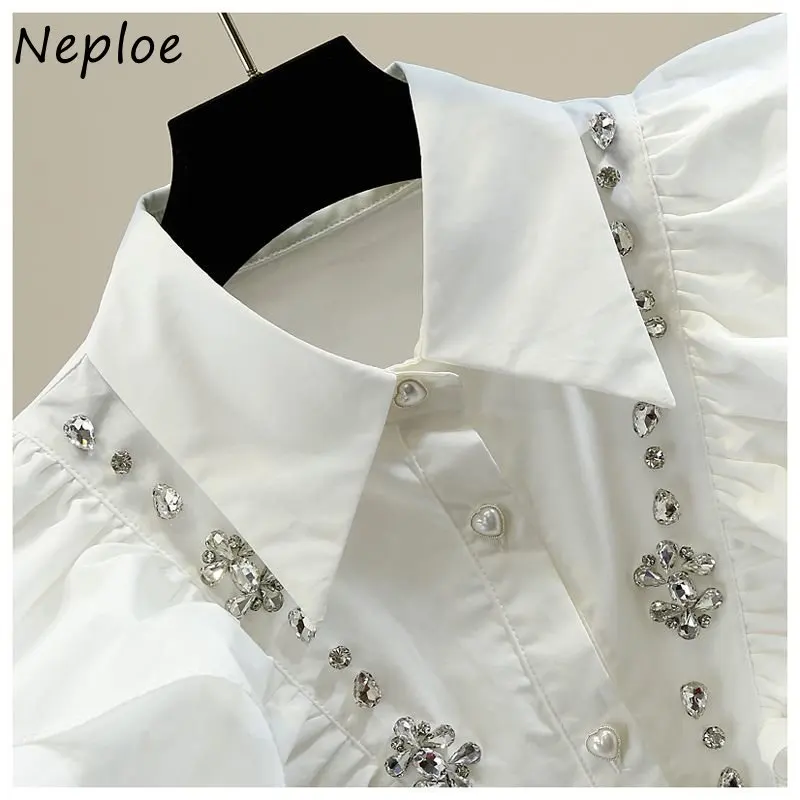 Neploe Blusas Mujer De Moda 2024 однотонные блузки с отложным воротником и длинными рукавами