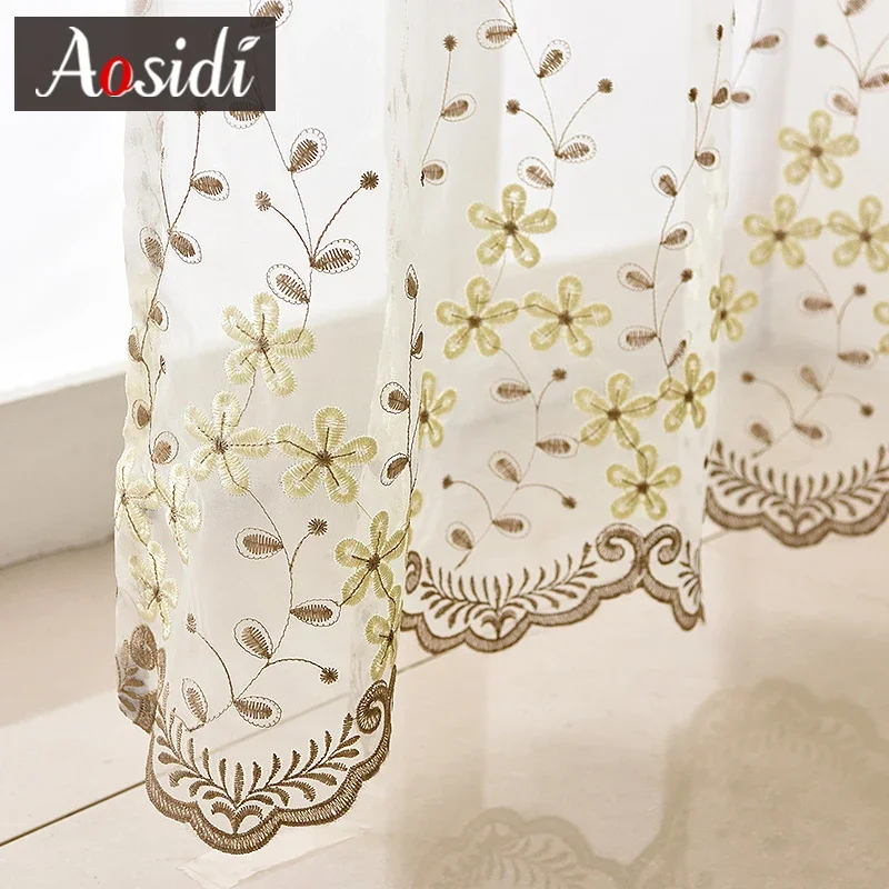 

AOSIDI Шифоновые шторы белые цветочный узор