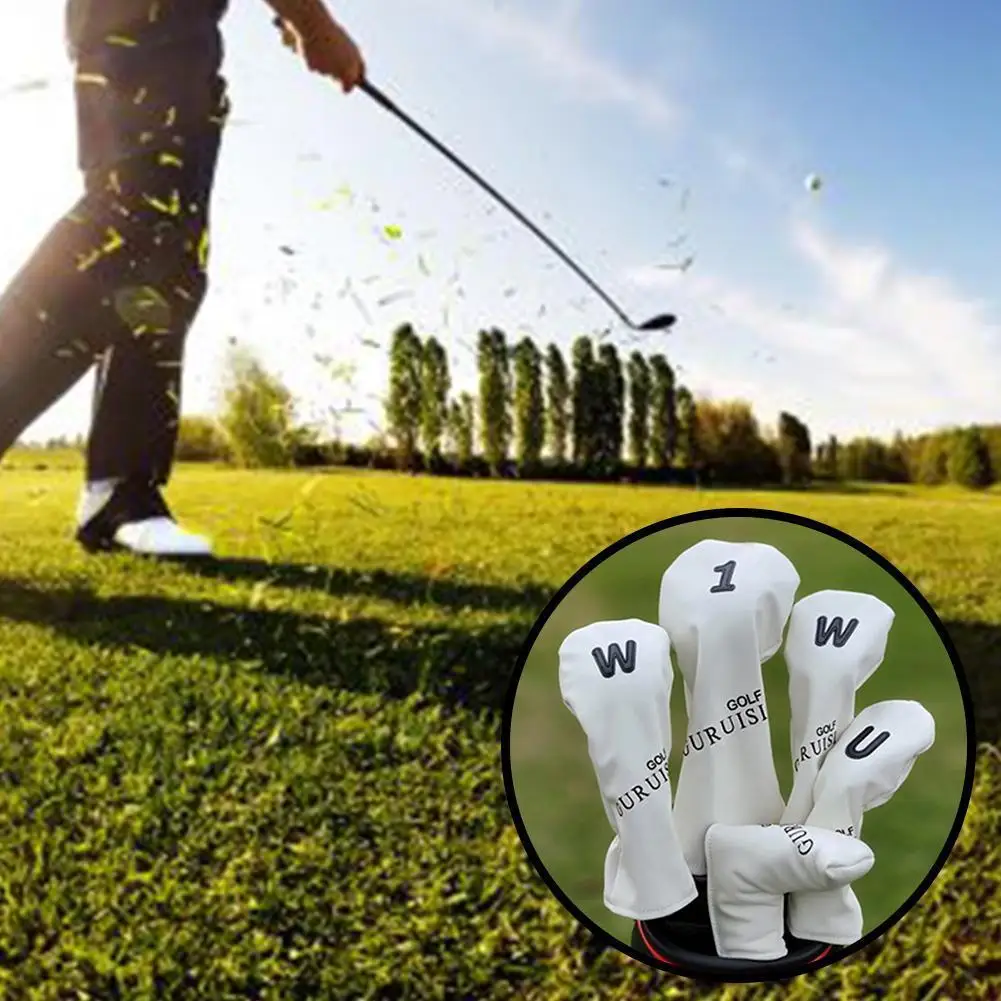 

Golf Woods Covers Covers For Driver Fairway Putter 135ut Clubs Set S Pu Leather Unisex Simple Golf Iron Cover B4k2