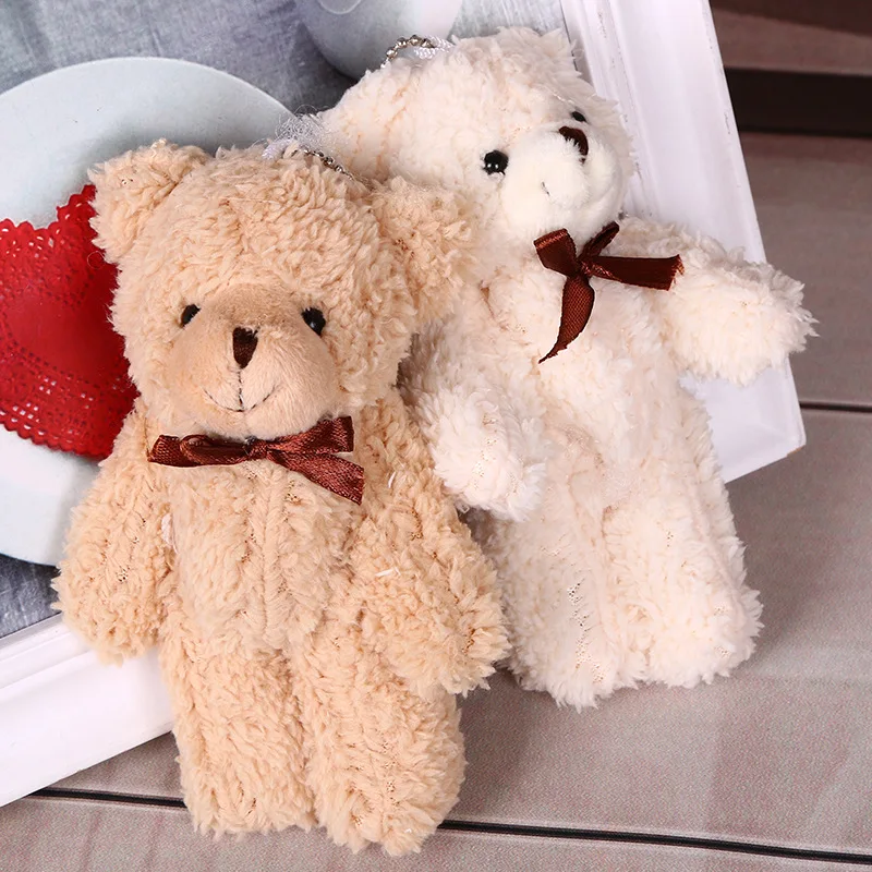 

1pcs 13cm Curly Joint Bear Doll Bow Tie Teddy Bear Pendant Cartoon Bouquet Material Wedding Activities Plush toys