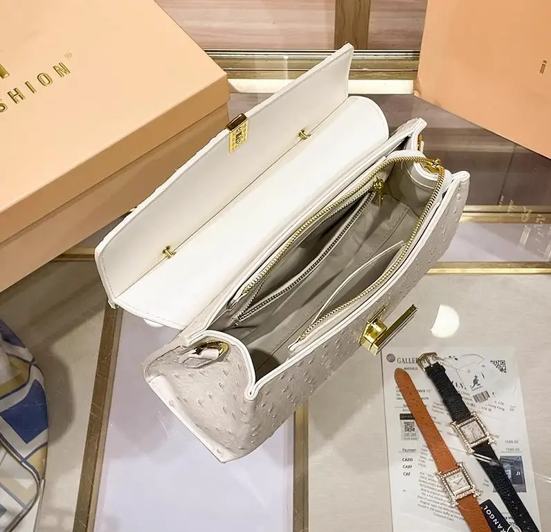 Женские сумки из натуральной кожи с принтом страуса розовая сумка 2024 Европейская