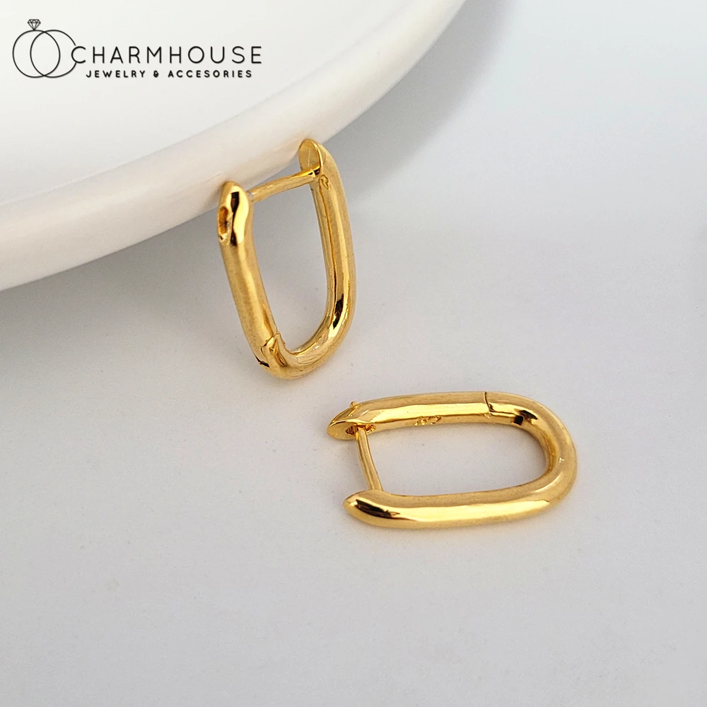 

24K Yellow Gold Plated Hoop Earrings For Women Square Earring Cuff Brincos Femme Wedding Jewelry Accessories Party Gifts Bijoux