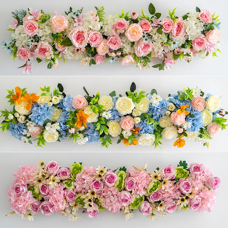 

100cm DIY Artificial Flower Row Arrangement Decor for Party Wedding Arch Backdrop Road Cited Flower Rose Peony Hydrangea Mix