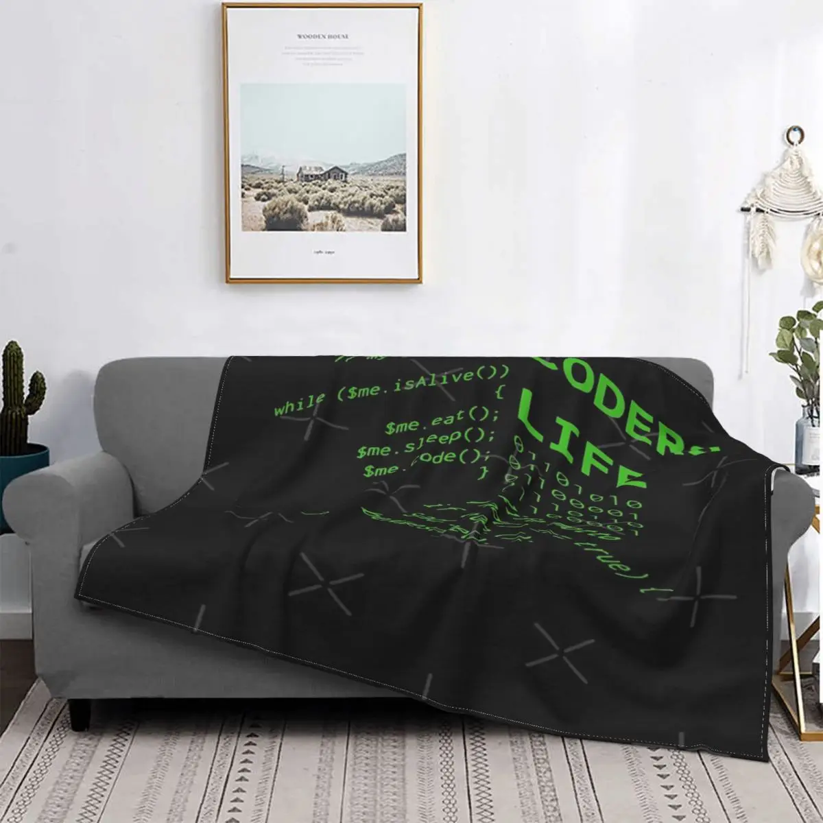 

Coders Life-Manta a cuadros con capucha para Baby, para cama colcha, manta para Baby