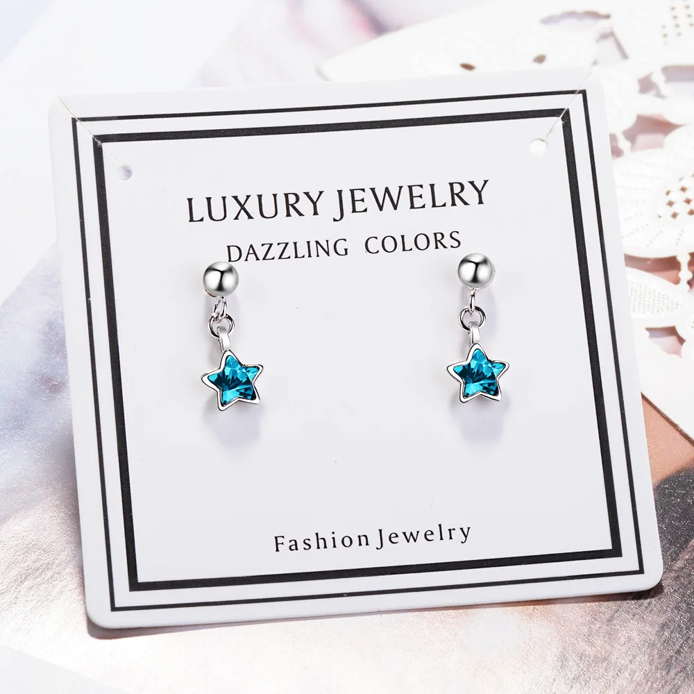 

Star Small Crystal Stud Earrings For Women Piercing Korean Fashion 925 Stamp Earrings 2022 Trend New Luxury Designer Jewelry