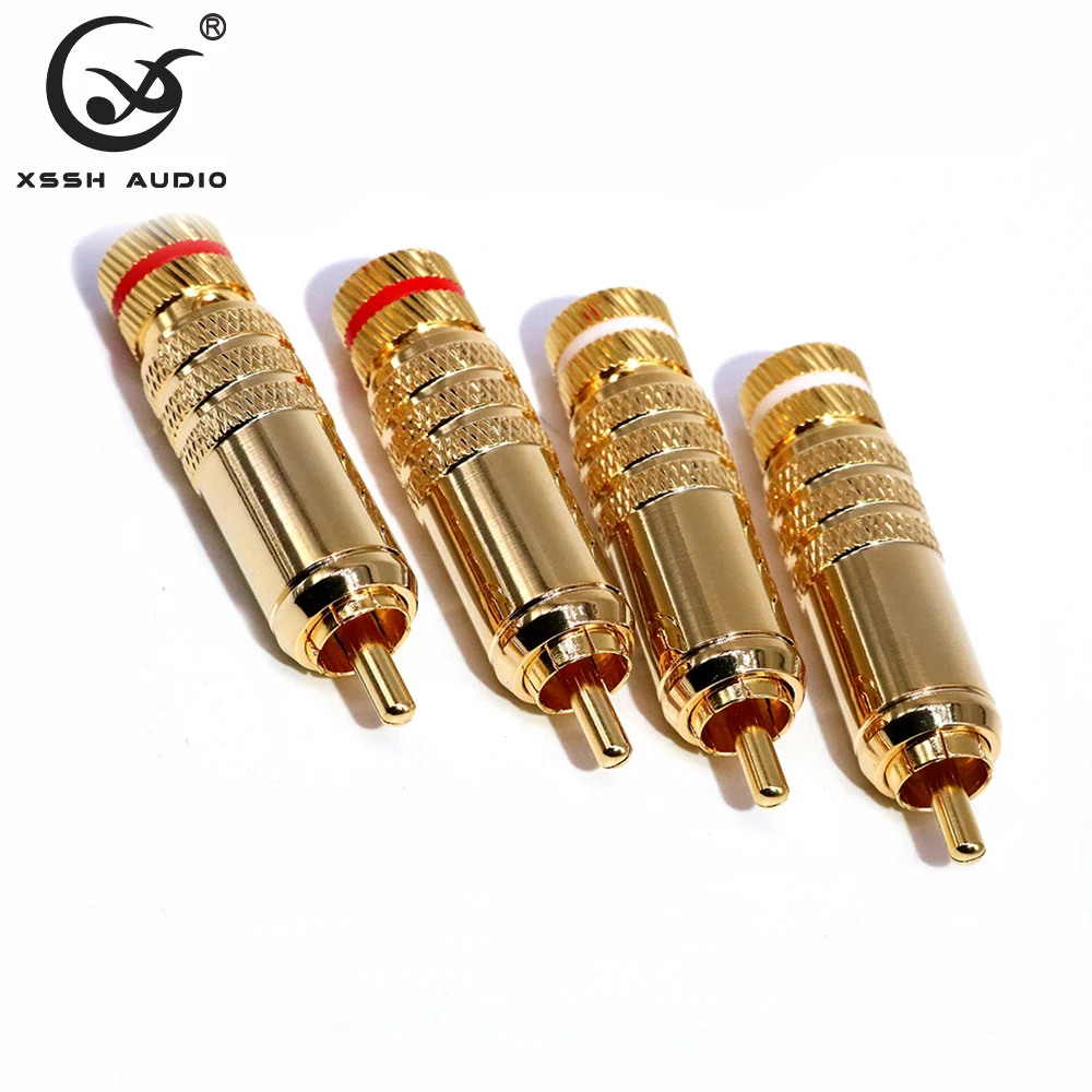 

RCA Adapter XSSH YIVO OEM ODM 8pcs High Quality Hifi DIY 9mm Gold Plated Brass Male RCA Plug Auido Connector Jack Terminal