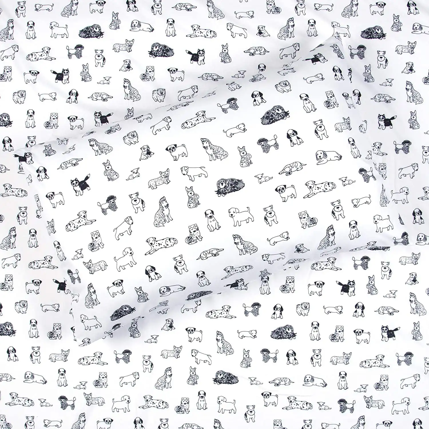 

3 Piece Sheet Set Dog Sketch Style, Twin Size