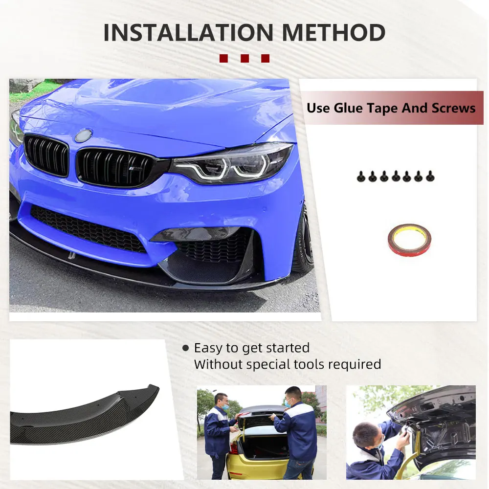 Черный автомобильный передний спойлер Bmuper из АБС-пластика для BMW M3 F80 M4 F82 2014-2020