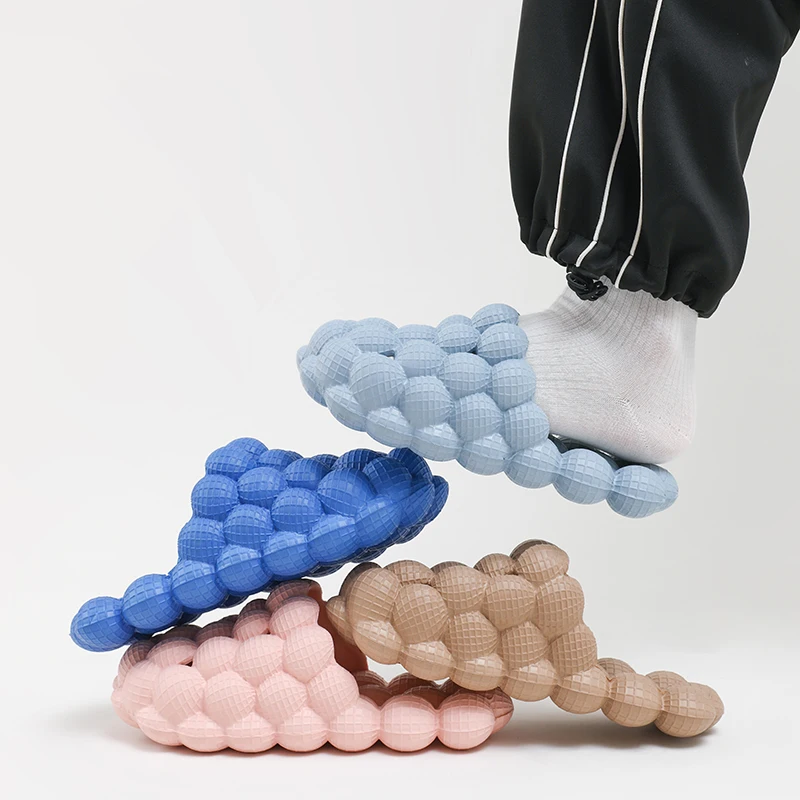 

New Summer Fashion 2022 EVA Slippers Women Man Soft Litchi Cool Home Beach Shoes Massage Sole Slippers Designer Indoor Slipper