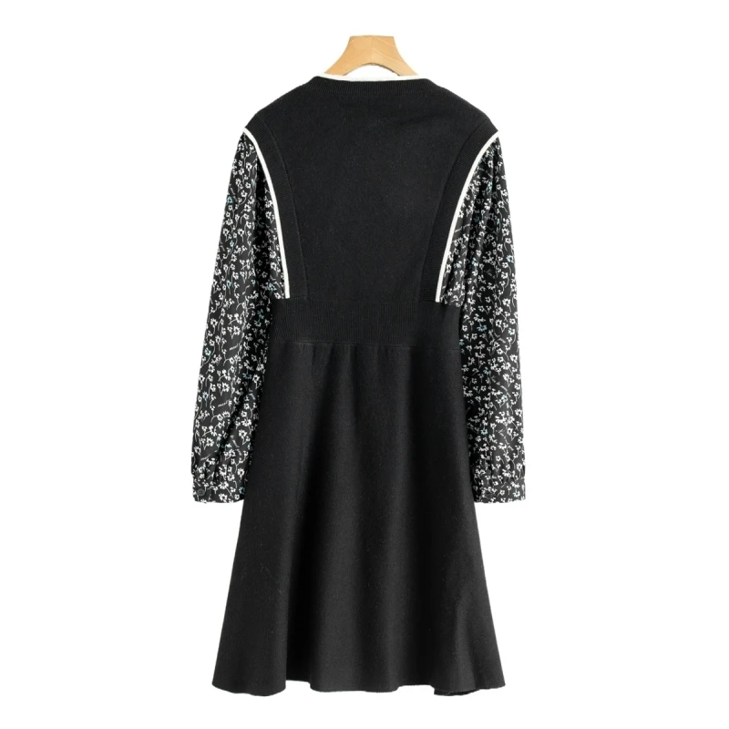 West Lake Pavilion [Shadow] Зимний принт в стиле пэчворк искусственное трикотажное платье из