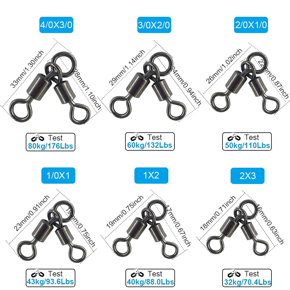 100/200/500 шт. 3-сторонние вертлюги для рыбалки перекрестные морской на окуня ствола