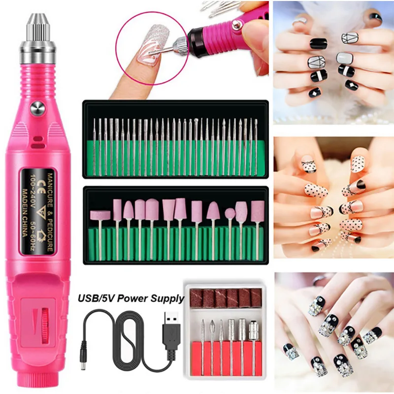 

56 stücke Professionelle Nagel Bohrer Maschine Elektrische Maniküre Fräser Set Nagel Dateien Bohrer Gel Polish Remover Werkzeuge