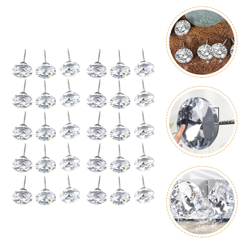 

Upholstery Tacks Crystal Decorative Furniture Buttons Nails Sofa Studspush Nailtack Silver Brads Sewcardboard Button Heads Wood