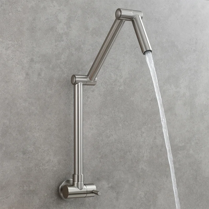 Черный латунный одинарный охлаждающий настенный кухонный смеситель вращающийся