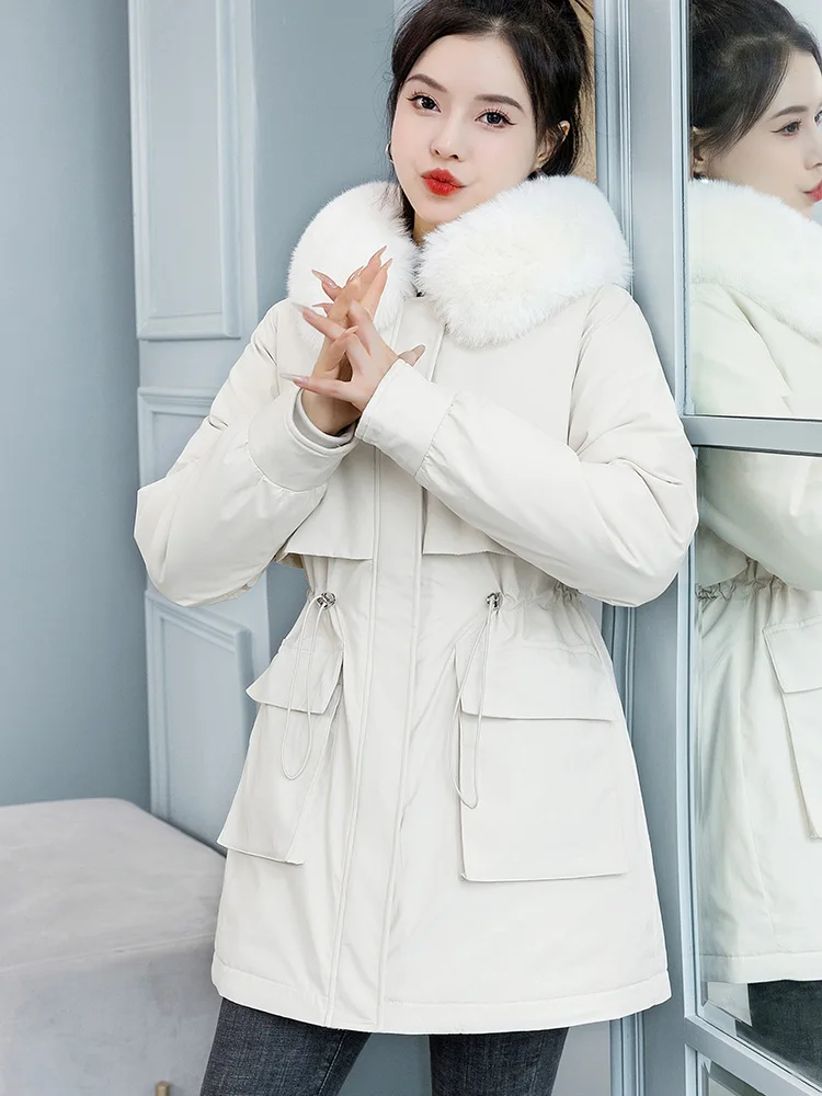 2023 Fashion New Winter Detachable Lnner Jacket Women Large Pocket Warm Casual Long Coat Hooded Cotton Parka