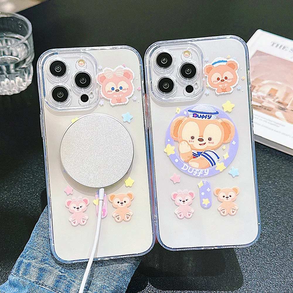 Магнитный чехол для телефона Cute Duffy Bear S-ShellieMaykai Magsafe iPhone 16 15 14 13 12 11 8 7 Plus Pro Max X XR XSMax