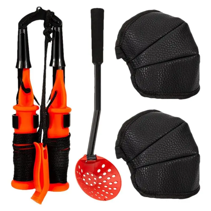 

Outdoor Ice Fishing Set Winter Fishing Gear Ice Picks Knee Pads Foldable Fishing Scoop Ice Fishing Safety Kit For Ice Fishing