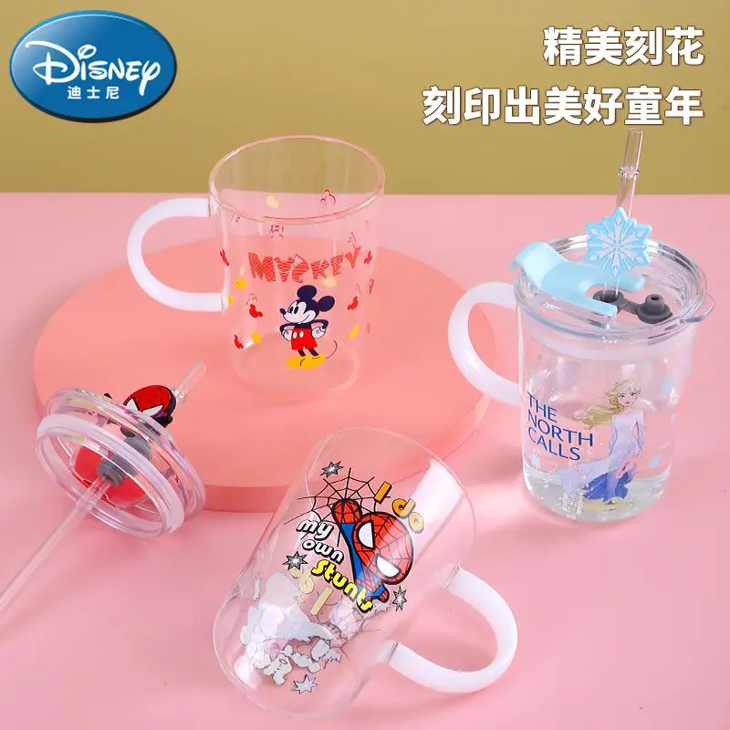 Disney girls frozen Cartoon cups With straw kids snow White Sport Bottles girls Princess  Feeding milk cup